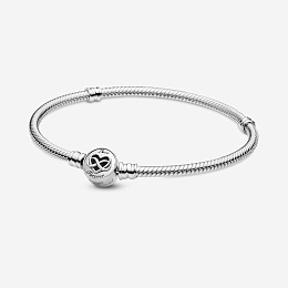Snake chain sterling silver bracelet andinfinity heart clasp /599365C00-18