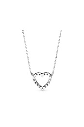 Heart silver necklace with clear cubic zirconia/Серебряная цепочка Сердце с чистым кубическим циркон