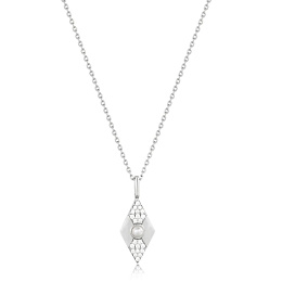 Silver Pearl Geometric Pendant Necklace