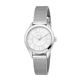 ESPRIT Women Watch, Silver Color Case, Silver Dial, Stainless Steel Mesh Bracelet, 3 Hands, 3 ATM