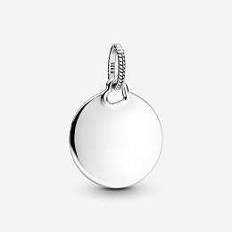 Engravable round sterling silver pendant