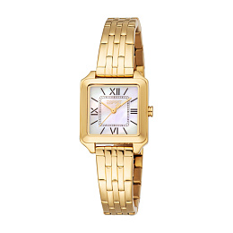 ESPRIT Women Watch, Gold Color Case, White MOP Dial, Gold Color Metal Bracelet, 3 Hands, 3ATM