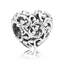 Regal pattern heart silver charm/Серебряный шарм Сердце