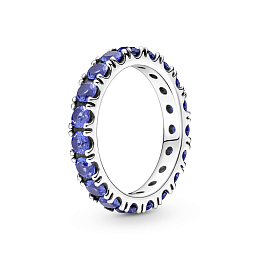 Sterling silver ring with princess blue crystal /190050C02-52