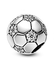 Football sterling silver charm with clear cubiczir