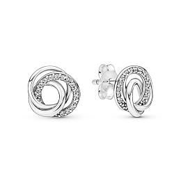 Encircled sterling silver stud earrings with clear cubic zirconia