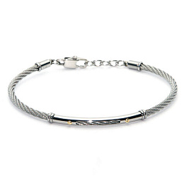 Cable bracelet in stainless steel and 18kt gold (gr 0.04) complete with gift box