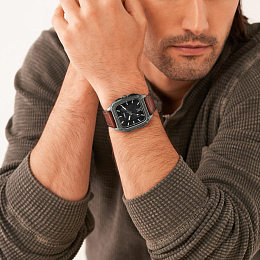 ANALOG WATCH 0 JWL SS LEATHER STRAP