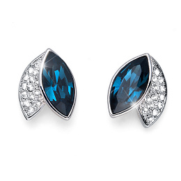 Earrings Leaf rhod. blue