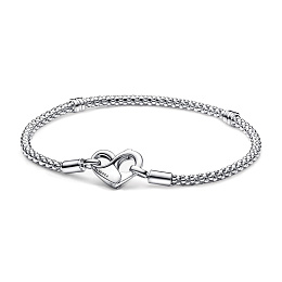 Studded chain sterling silver bracelet with heart clasp
