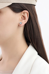 Earring Single rhod. crystal