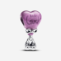 Baby girl balloon sterling silver charm with color