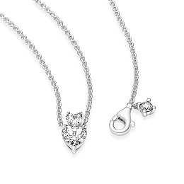 Heart sterling silver collier with clear cubic zirconia