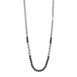 Steel necklace with Onyx natural stones, faceted hematite complete with gift box