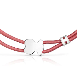 SILVER BRACELET BEAR PINK ELASTIC BAND