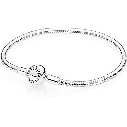 Snake chain silver bracelet with round clasp /590728-20
