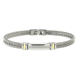 Stainless steel cable bracelet  with 18kt gold screws (gr 0.06) complete with gift box