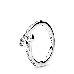 Hearts silver ring with clear cubic zirconia/Серебряное кольцо с чистым кубическим цирконием