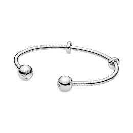 Sterling silver open bangle with siliconestoppers 