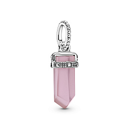 Stone amulet sterling silver pendant with pinkmist crystal /399185C02