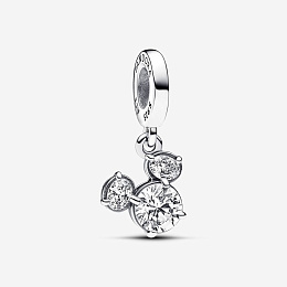 Disney Mickey silhouette sterling silver dangle with clear cubic zirconia