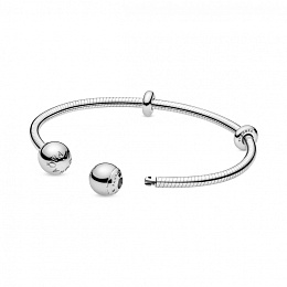 Sterling silver open bangle with siliconestoppers 