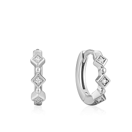 Silver Sparkle Huggie Hoops/E023-01H