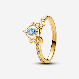Disney Cinderella 14k gold-plated ring with clear and fancy light blue cubic zirconia
