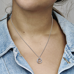 Encircled sterling silver necklace with clear cubic zirconia pendant