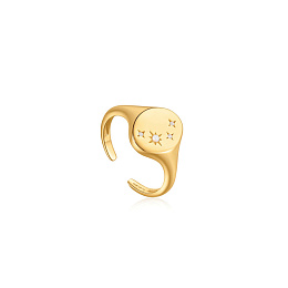 GOLD STARRY KYOTO OPAL ADJUSTABLE SIGNET RING
