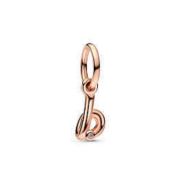 Letter b 14k rose gold-plated dangle with clear cubic zirconia