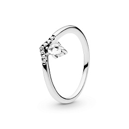 Wishbone silver ring with clear cubic zirconia/Серебряное кольцо с чистым кубическим цирконием