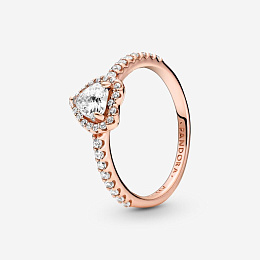 Heart 14k rose gold-plated ring with clear cubic zirconia