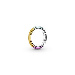 Sterling silver round connector with transparent yellow, purple and turquoise enamel