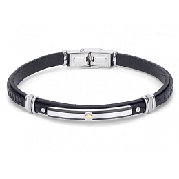 Stainless steel bracelet with black Texture and gold screw (gr 0.03) complete with gift box