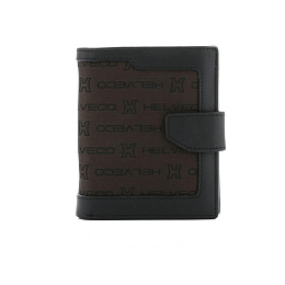 Black/european nappa leather and brown jacquard/4 credit card pockets/ HLJ1404NM