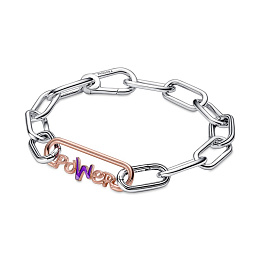 Power script 14k rose gold-plated word link with transparent purple enamel
