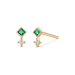 EMMIE | Emerald And Diamond Studs