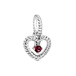 Heart sterling silver dangle with blazing redcryst