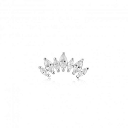 Silver Sparkle Marquise Climber Barbell Single Earring
