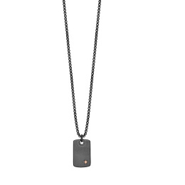 Necklace with knurled plate pendant in black PVD and polar star in rosé complete with gift box