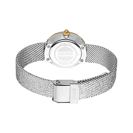 JUST CAVALLI Women Watch, Two Tone Silver & Gold Color Case, White MOP Dial, Silver Color Mesh Brace