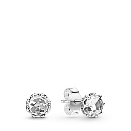 Crown sterling silver stud earrings with clear cub