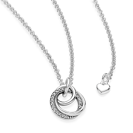 Encircled sterling silver necklace with clear cubic zirconia pendant