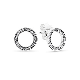 Silver stud earrings with clear cubic zirconia