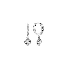 Sterling silver hoop earrings with clearcubic zirc