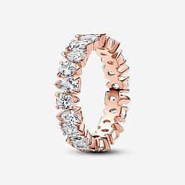 14k Rose gold-plated ring with clear cubic zirconia