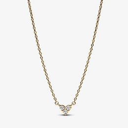 Heart 14k gold-plated collier with clear cubic zirconia