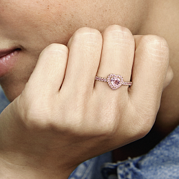 Heart 14k rose gold-plated ring with orchid pink crystal and fancy fairy tale pink cubic zirconia